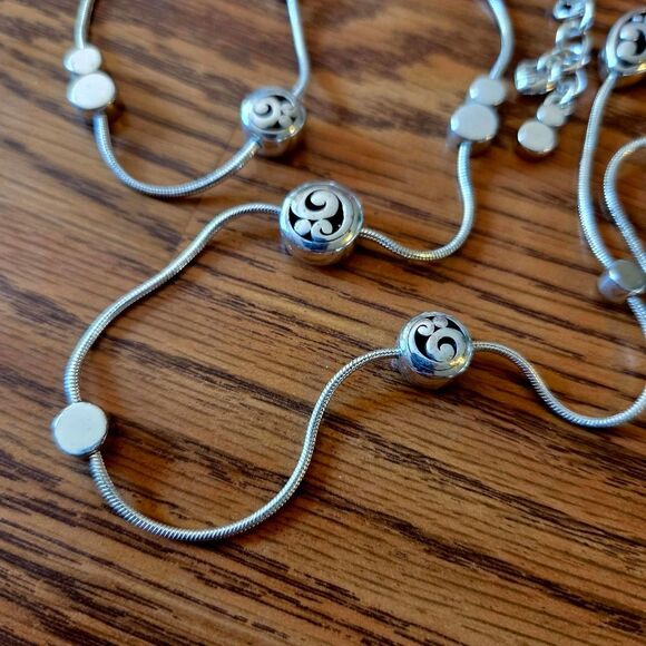 BRIGHTON "Contempo" Long Length Silver Scroll Necklace TIMELESS CHIC! - Picture 5 of 9